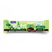 imageFizico, The Right Vegan Protein Bar, baton proteic cu proteine vegetale si cacao, acoperit cu ciocolata neagra, fara zaharuri adaugate, cu indulcitori, 40g
