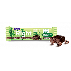 Fizico, The Right Vegan Protein Bar, baton proteic cu proteine vegetale si cafea, acoperit cu ciocolata neagra, fara zaharuri adaugate, cu indulcitori, 40g