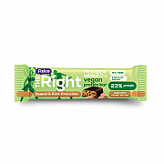imageFizico, The Right Vegan Protein Bar, Pachet 28 batoane cu proteine vegetale si arahide, acoperit cu ciocolata neagra, fara zaharuri adaugate, cu indulcitori, 28 x 40g