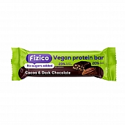 imageFizico Vegan Protein Bar, baton proteic cu proteine vegetale si cacao, acoperit cu ciocolata neagra, fara zaharuri adaugate, cu indulcitori naturali, 40g
