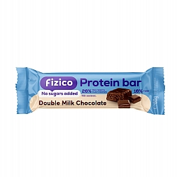 Fizico Protein Bar, baton proteic cu ciocolata, acoperit cu ciocolata cu lapte, fara zaharuri adaugate, cu indulcitori naturali, 60g